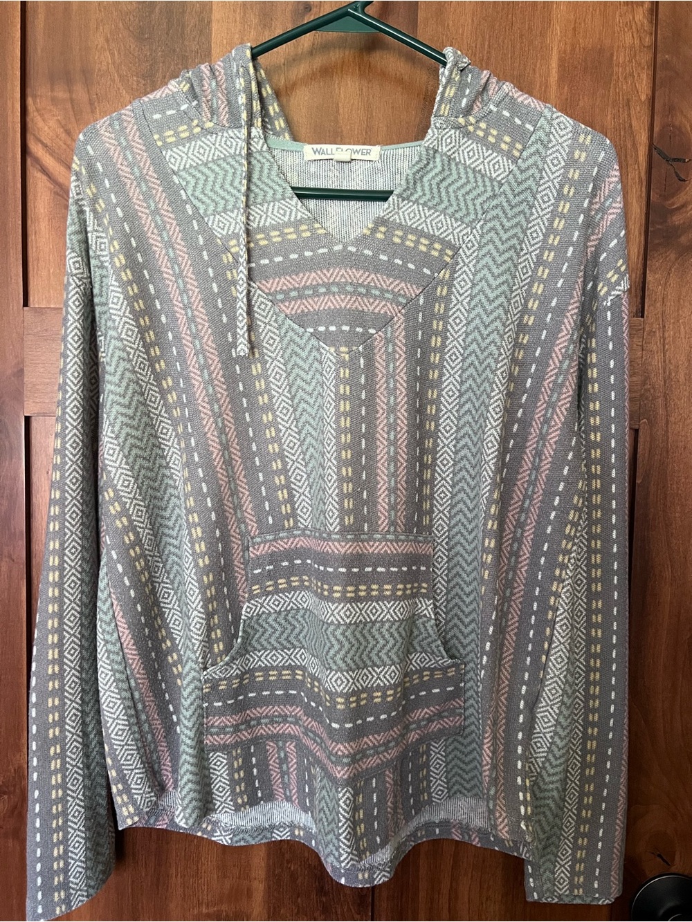 Wallflower Gray Hooded Pullover with Pink and Yellow Accents